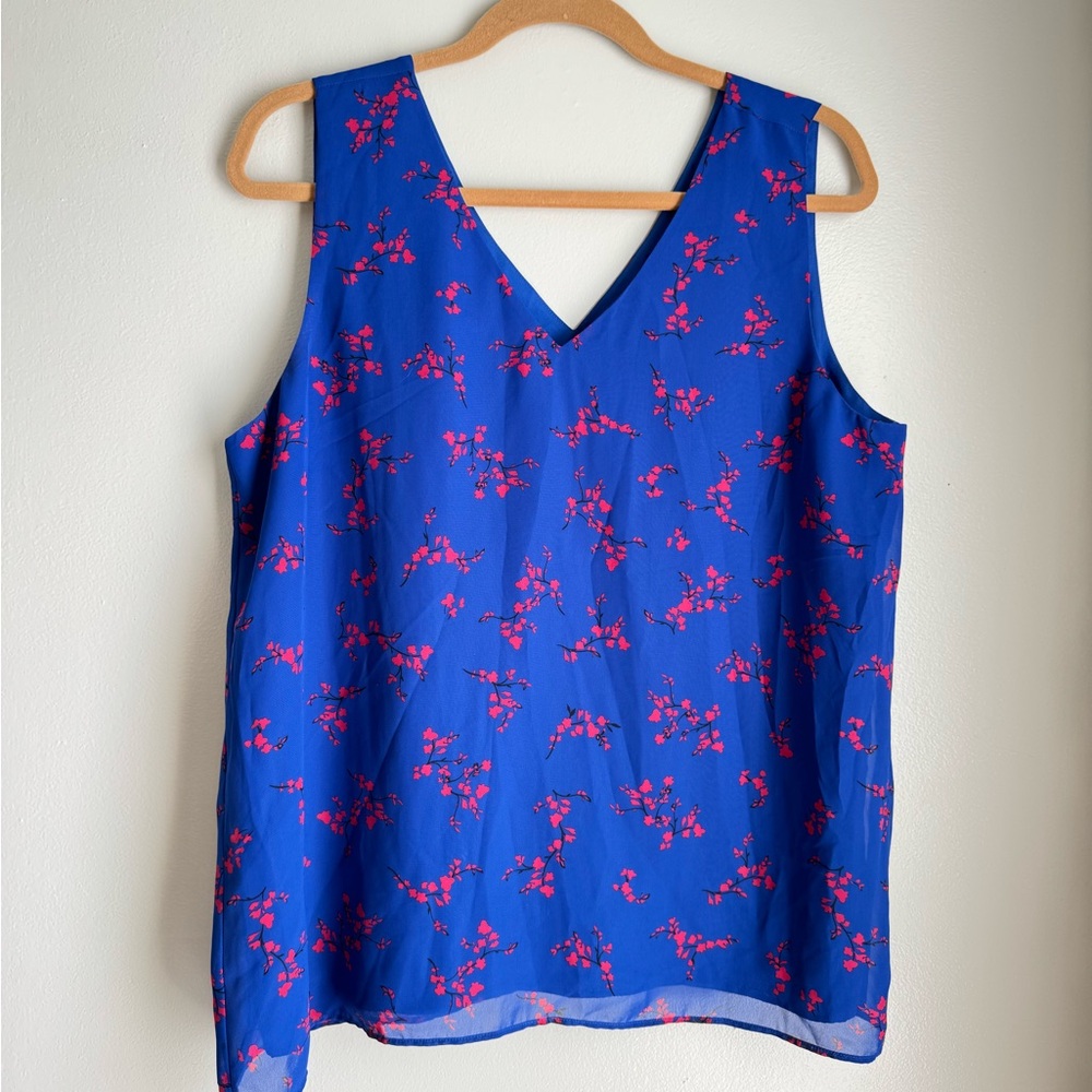 Ann Taylor Vivid Blue Floral Tank Top